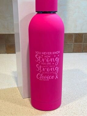 Breast Cancer Awareness Bright Pink Inspirational Stainless Drink Bottle -
